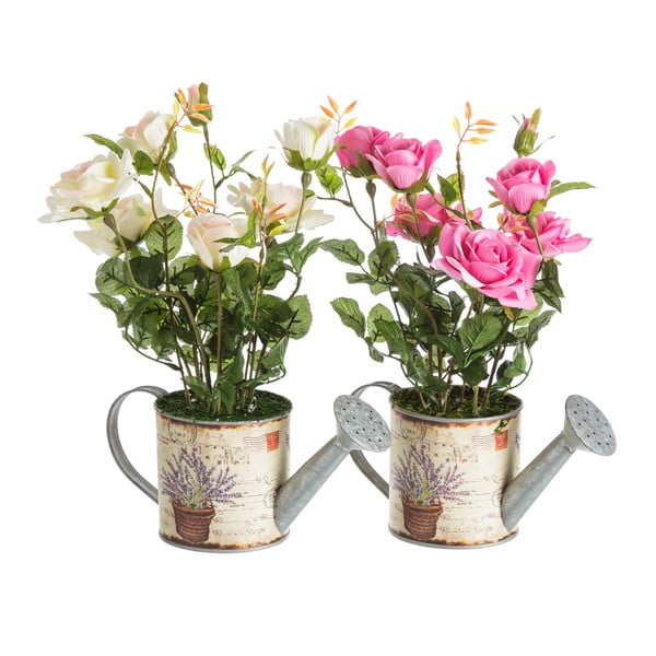 Zestaw 2 sztucznych kwiatów w doniczce Unimasa Roz