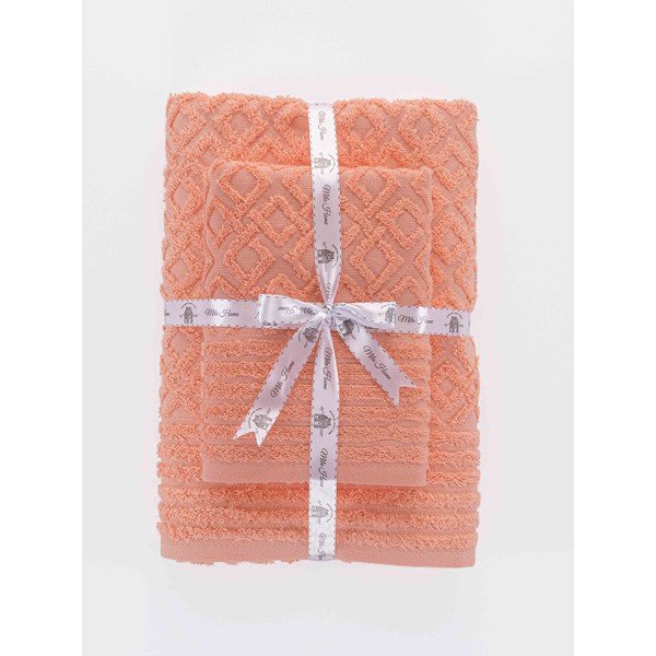 Pomarańczowe bawełniane ręczniki frotte zestaw 2 szt. Diamond – Mila Home-image-3