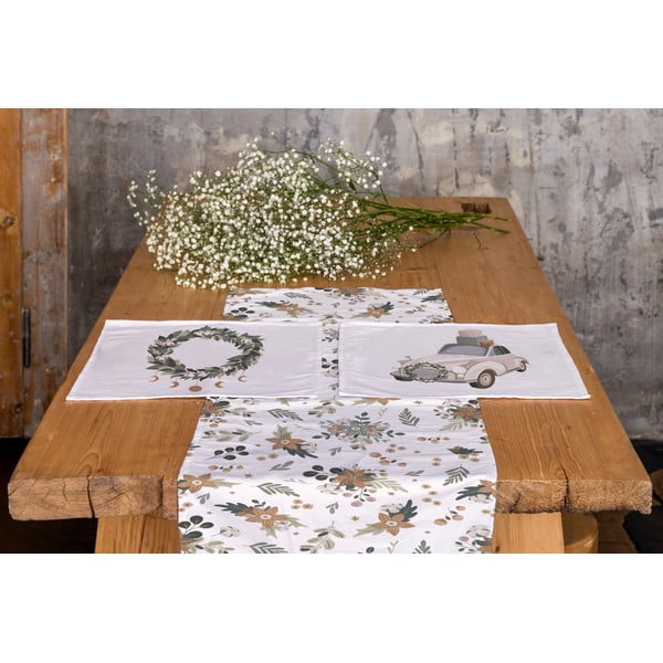 Bawełniany bieżnik ze świątecznym motywem 40x140 cm Festive Flowers – Butter Kings-image-1