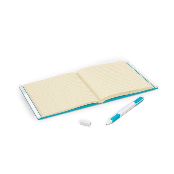 Turkusowy kwadratowy notatnik z długopisem żelowym LEGO®, 15,9x15,9 cm-image-1