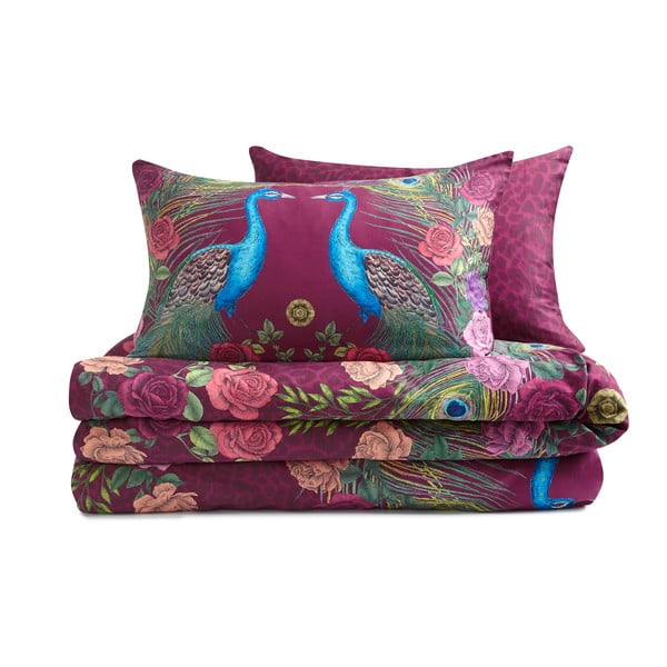 Fioletowa pościel jednoosobowa z satyny bawełnianej 135x200 cm Xanadu Peacock – Matthew Williamson