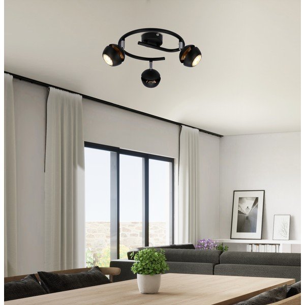 Lampa sufitowa w czarno-złotym kolorze z metalowym kloszem 38x38 cm Boni – Candellux Lighting-image-1
