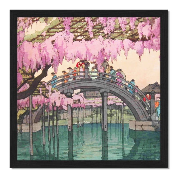 Obraz w ramie Liv Corday Asian Garden Bridge, 40x40 cm