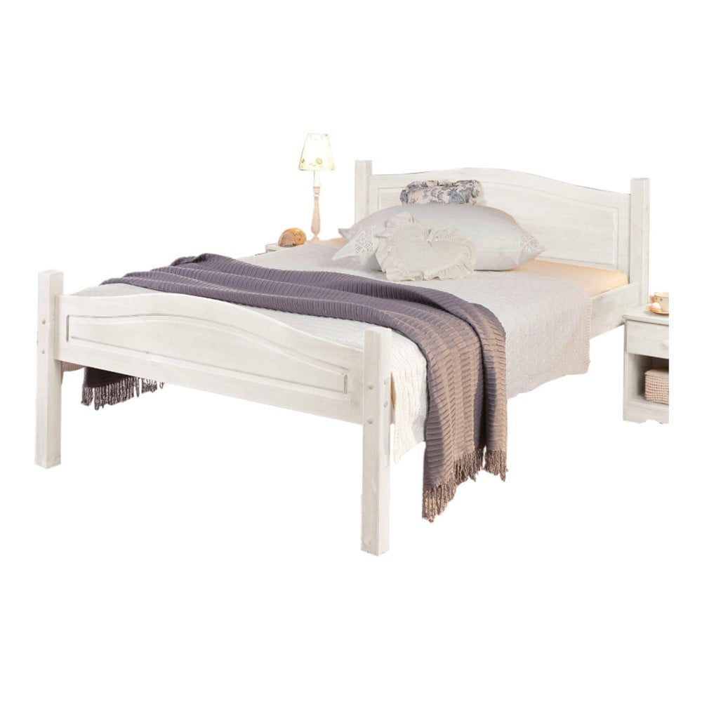 Białe łóżko z litego drewna sosnowego Støraa Barney, 90x200 cm