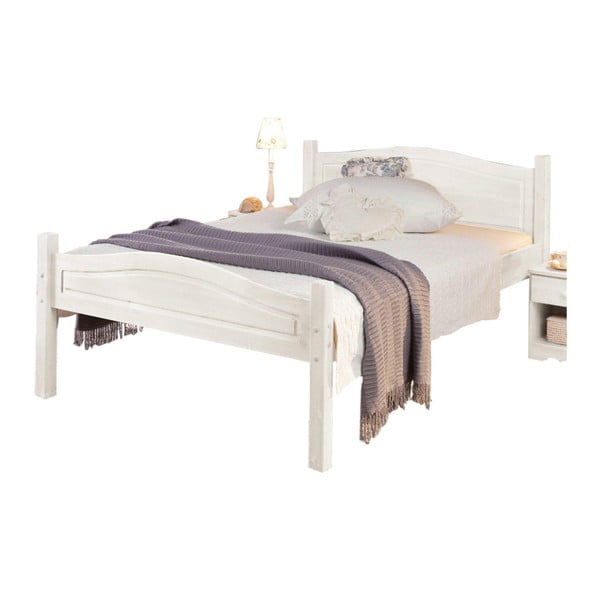 Białe łóżko z litego drewna sosnowego Støraa Barney, 90x200 cm