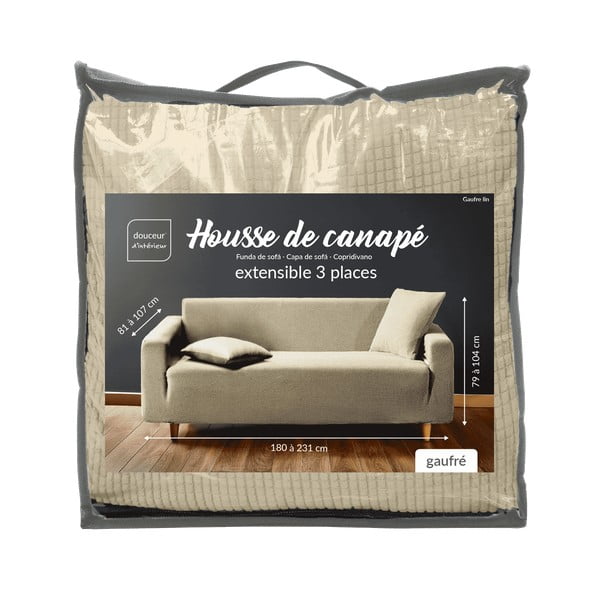 Brązowy elastyczny pokrowiec na sofę 3-osobowy Sacha – douceur d'intérieur-image-3