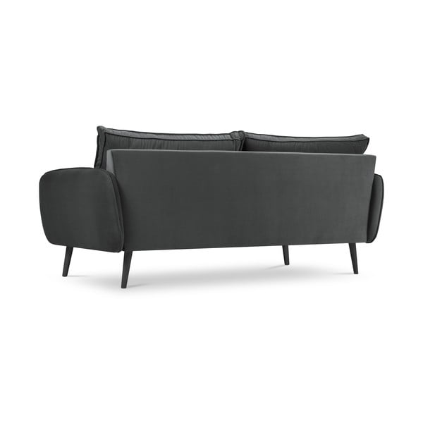 Ciemnoszara aksamitna sofa z czarnymi nogami Kooko Home Lento, 198 cm-image-3