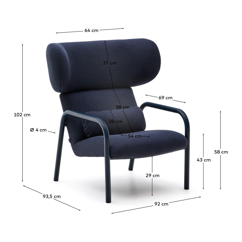 Ciemnoniebieski fotel Inari – Kave Home (zdjęcie 3)