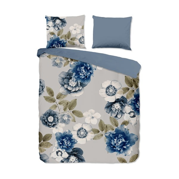 Niebiesko-szara flanelowa pościel dwuosobowa 200x220 cm Gabin – Good Morning