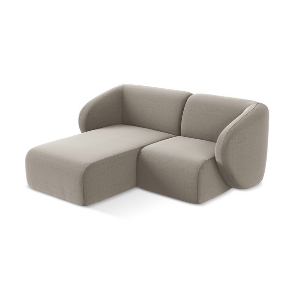 Jasnobrązowy aksamitny narożnik (lewostronny/z szezlongiem) Lani – Makamii-image-2