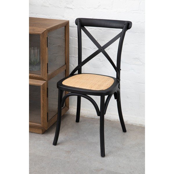 Czarne krzesło z litego drewna dębowego Lyon – Premier Housewares-image-1