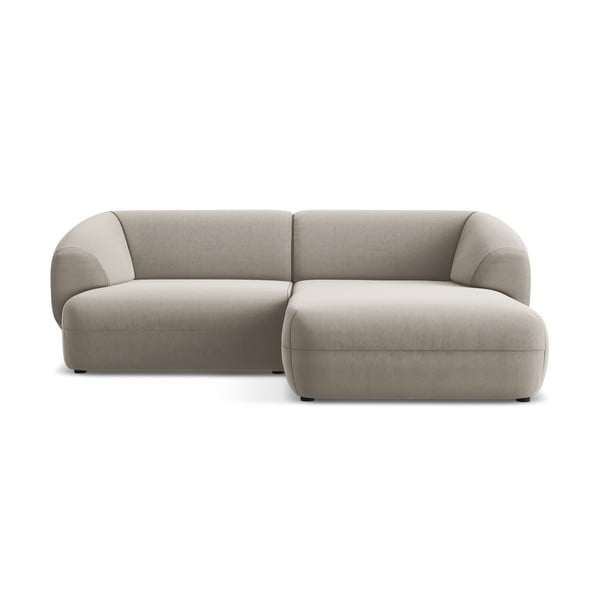 Beżowy aksamitny narożnik (prawostronny) Moana – Makamii