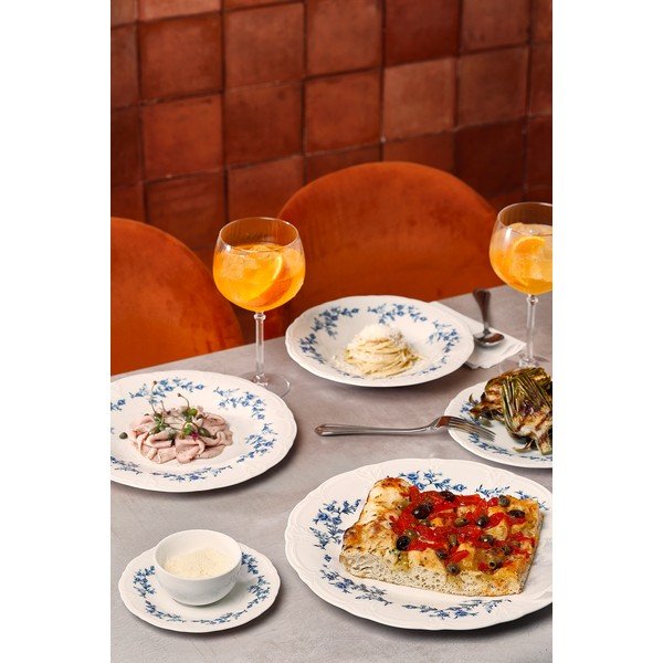 Biały/niebieski porcelanowy talerz ø 27,5 cm Retro – BonBistro-image-2