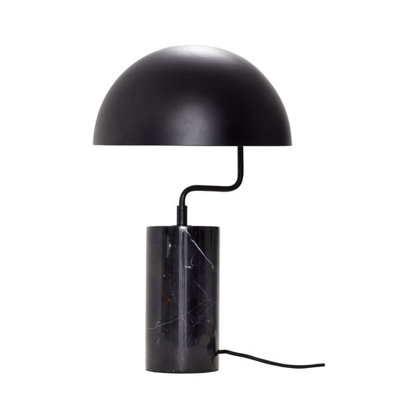 Czarna żelazna lampa stołowa z marmurowymi detalami Hübsch Gero