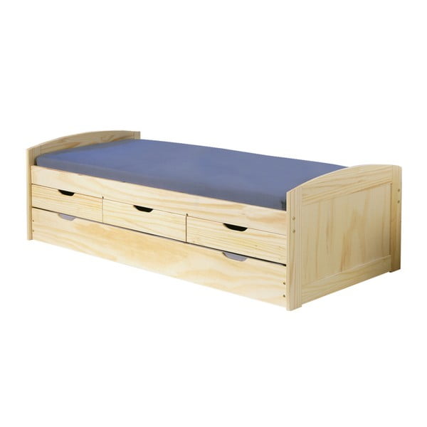 Drewniane łóżko jednoosobowe ze schowkiem 13Casa Moon, 90x200 cm