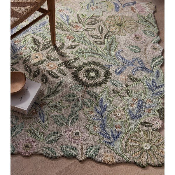 Zielony wełniany dywan tkany ręcznie 120x170 cm Bryony Shaped Floral – Flair Rugs-image-4