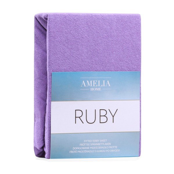Fioletowe prześcieradło elastyczne z dużym dodatkiem bawełny AmeliaHome Ruby, 200x120-140 cm-image-2