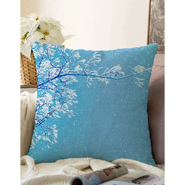 Niebieska poszewka na poduszkę z domieszką bawełny Minimalist Cushion Covers Winter Wonderland, 55x55 cm