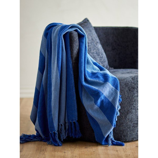 Niebieski koc z bawełny z recyklingu 130x160 cm Frello – Bloomingville-image-1