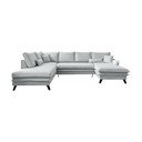 Jasnoszara rozkładana sofa w kształcie litery "U" Miuform Charming Charlie, lewostronna