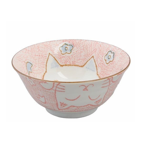 Różowa miska Tokyo Design Studio Cat, ø 15,3 cm