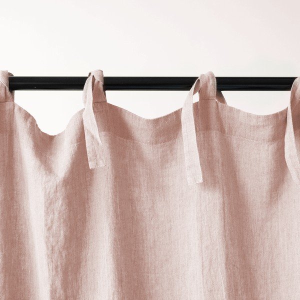 Różowa lniana zasłona na troczki Linen Tales Night Time, 250x140 cm-image-1