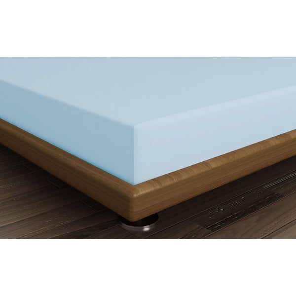 Jasnoniebieskie bawełniane prześcieradło z gumką 140x200 cm – Mijolnir-image-1