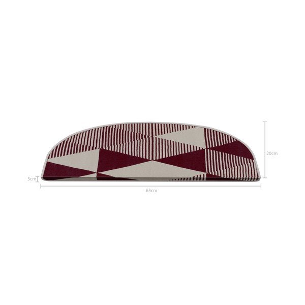 Biało-bordowe dywaniki na schody zestaw 16 szt. 20x65 cm Triangles – Vitaus-image-4