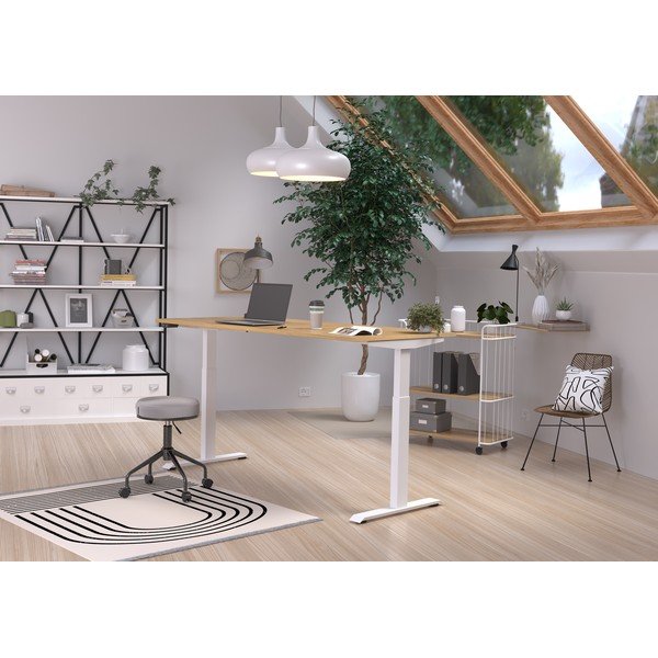 Biurko z elektryczną regulacją wysokości z blatem w dekorze dębu 80x180 cm Jet – Germania-image-1