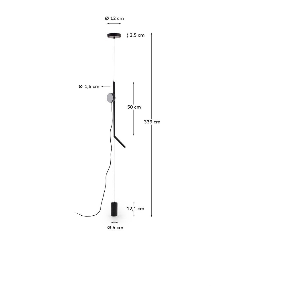Czarna lampa stojąca LED ze ściemniaczem (wysokość 339 cm) Orey – Kave Home (zdjęcie 7)