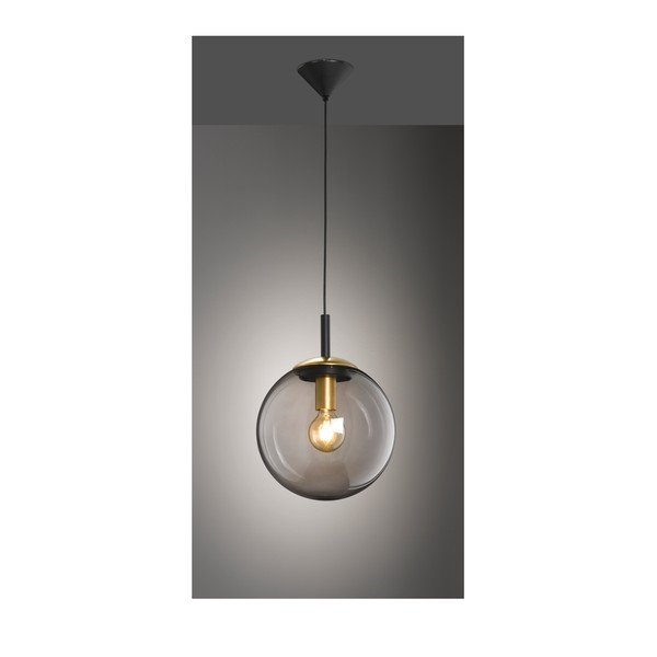 Czarna lampa wisząca ze szklanym kloszem Dini – Fischer & Honsel-image-1