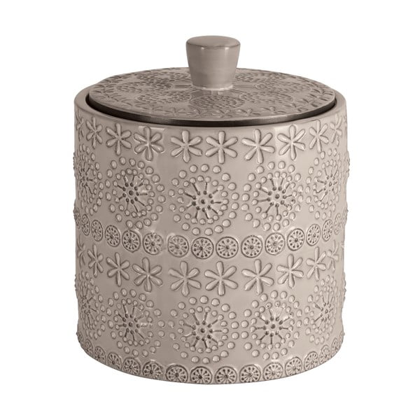 Beżowy porcelanowy organizer łazienkowy na waciki Relief – Spirella