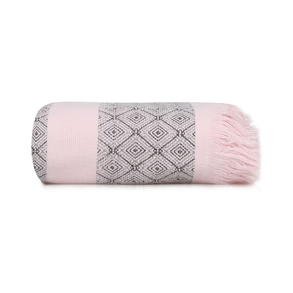 Szaro-różowy bawełniany ręcznik kąpielowy 150x75 cm Twins − Foutastic-image-3