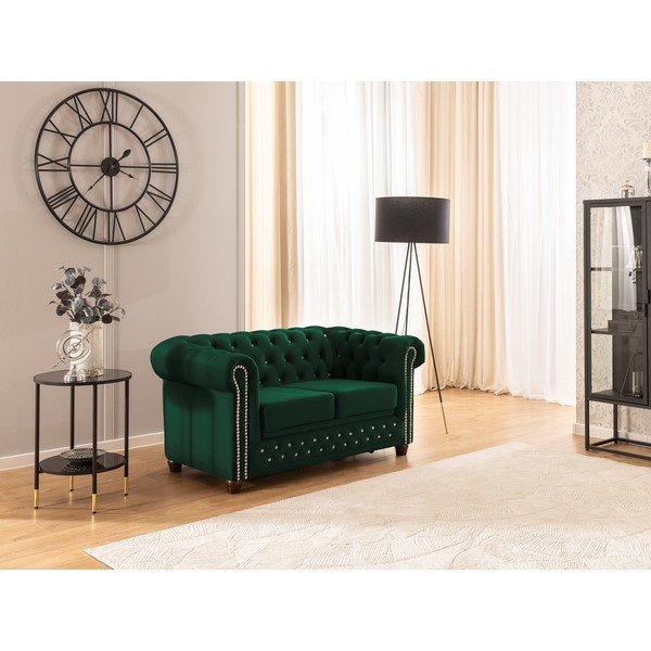 Zielona aksamitna rozkładana sofa 148 cm York Blik – Ropez-image-4