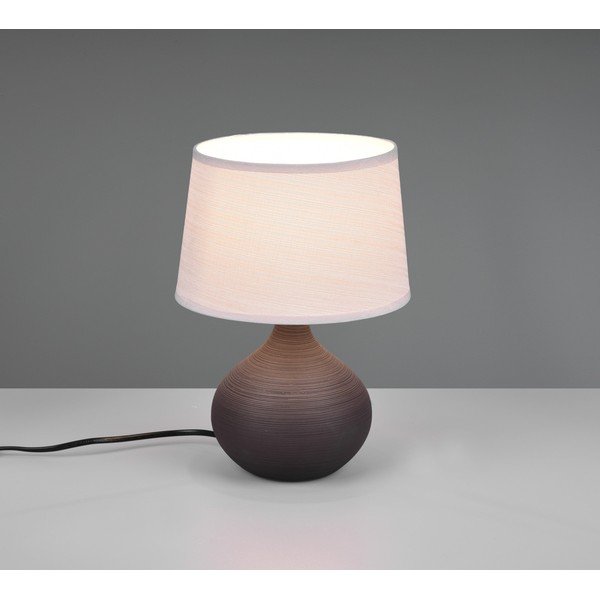 Ciemnobrązowa lampa stołowa z ceramiki i tkaniny Reality Martin, wys. 29 cm-image-1