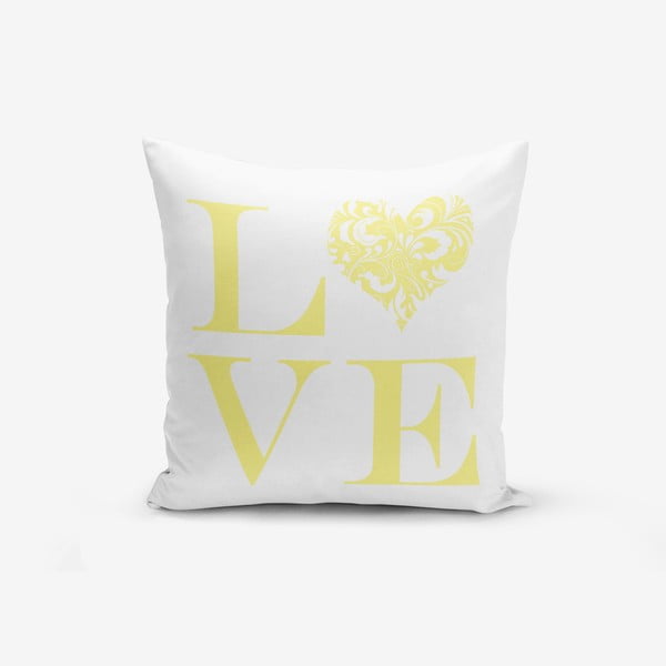 Poszewka na poduszkę z domieszką bawełny Minimalist Cushion Covers Love Yellow, 45x45 cm