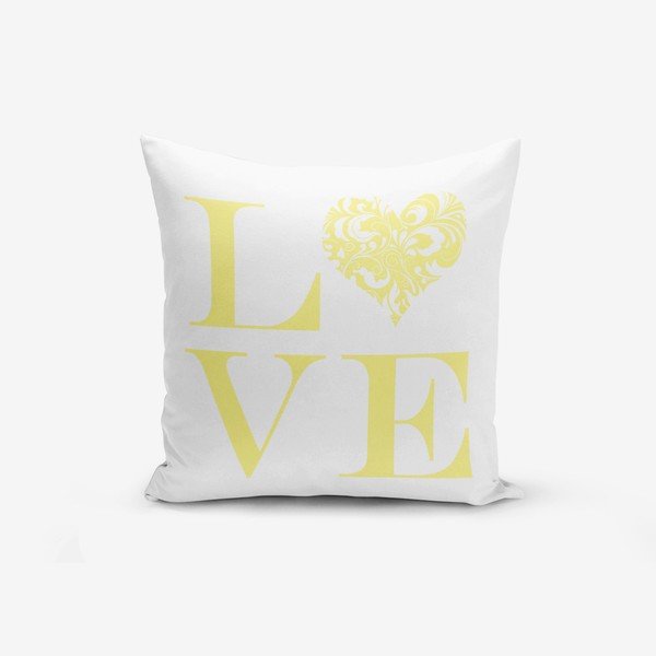 Poszewka na poduszkę z domieszką bawełny Minimalist Cushion Covers Love Yellow, 45x45 cm