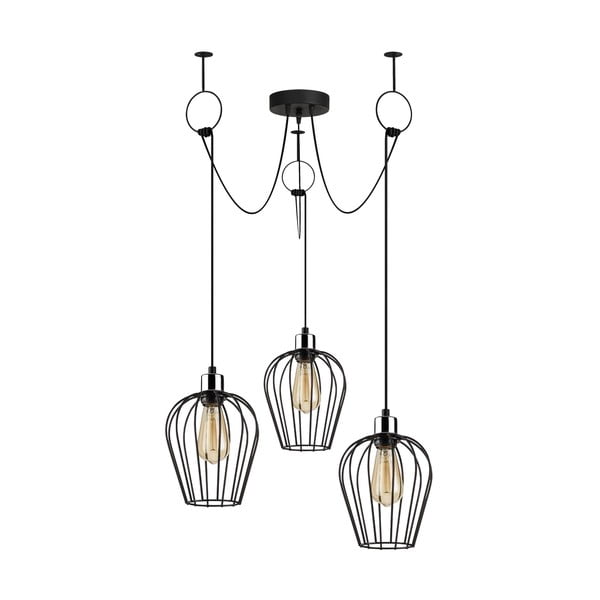 Czarna lampa wisząca z 3 kloszami Opviq lights Tel Chain