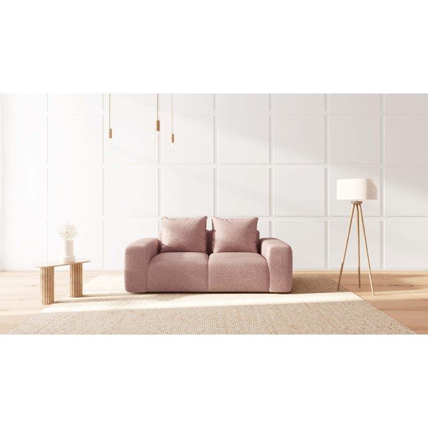 Jasnoróżowa sofa z materiału bouclé Bouclé 212 cm Feiro – MESONICA-image-3