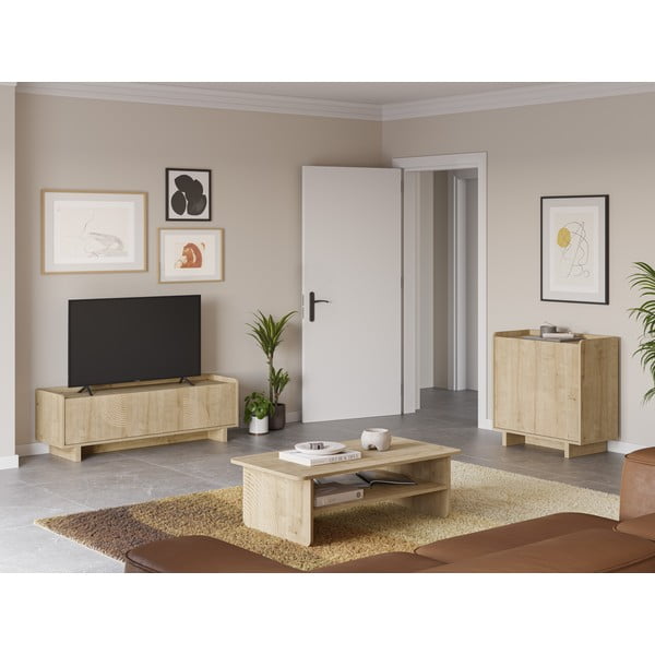 Szafka pod TV w dekorze dębu w naturalnym kolorze 180x45x40 cm Daira – Marckeric-image-3