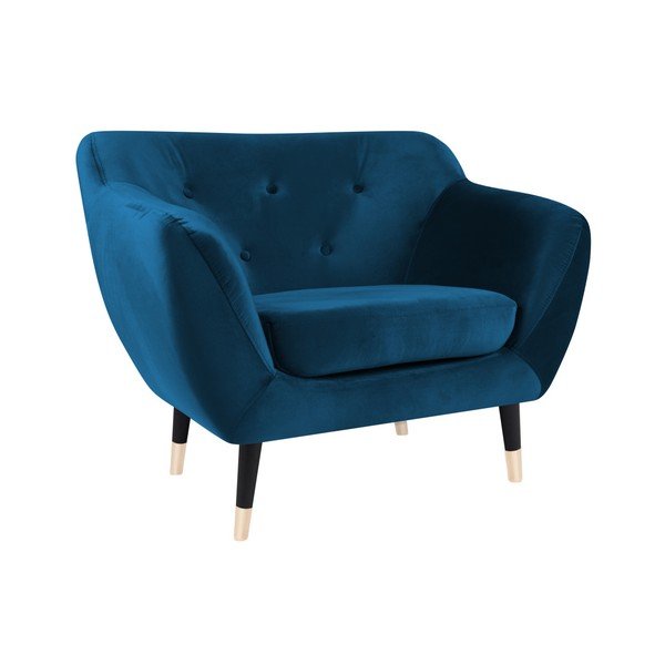 Niebieski fotel z czarnymi nogami Mazzini Sofas Amelie-image-2