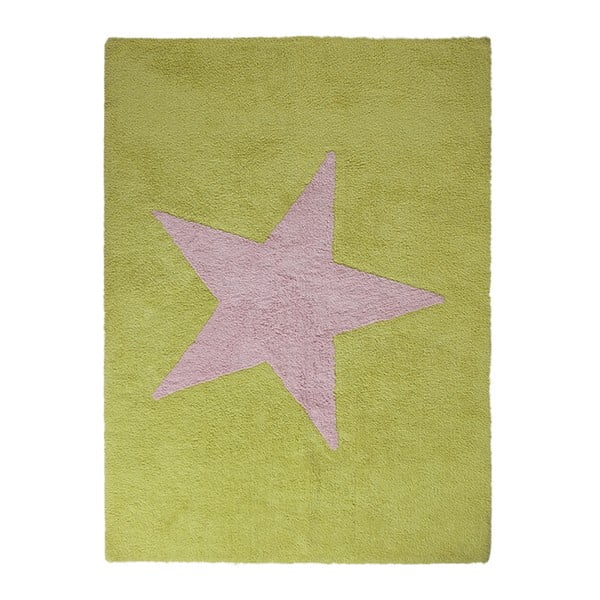 Zielony dywan bawełniany Happy Decor Kids Big Star, 160x120 cm