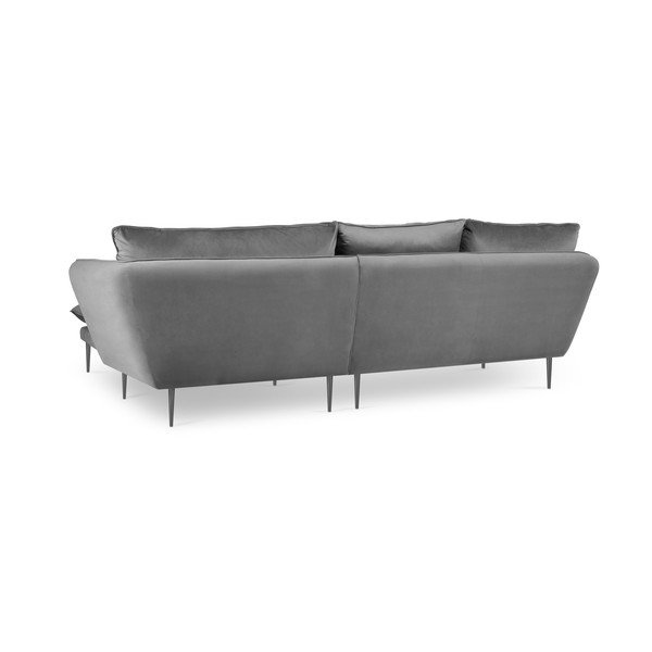 Jasnoszara aksamitna sofa narożna Mazzini Sofas Acacia, prawostronna-image-4