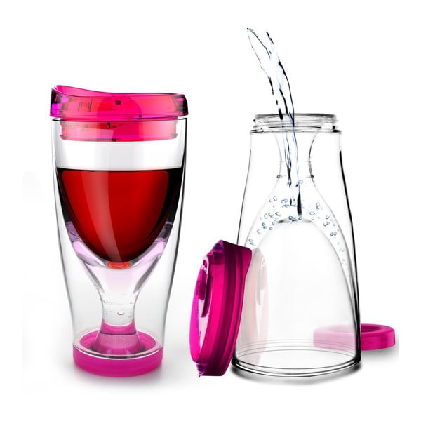 Różowa butelka termiczna Asobu Ice Vino 2GO, 300 ml