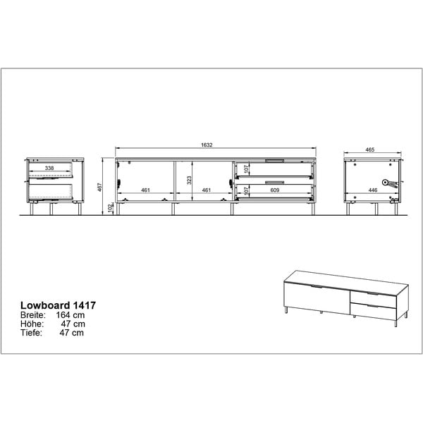 Jasnozielona szafka pod TV 164x47 cm Kenora – Germania-image-4