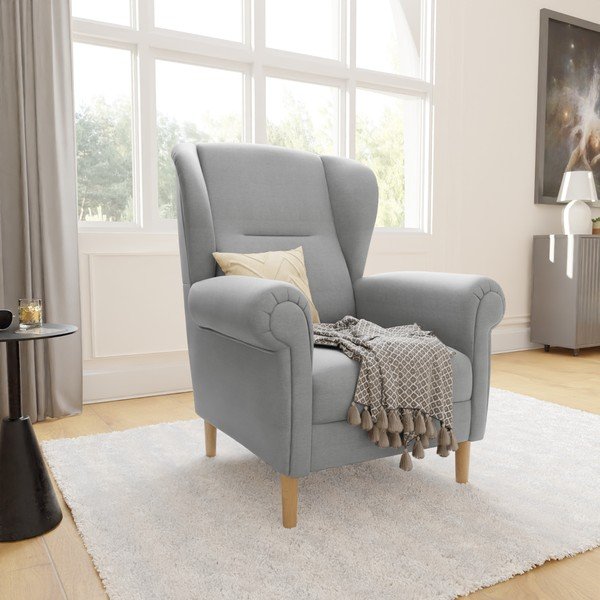 Jasnoszary fotel typu uszak Swan – Ropez-image-3