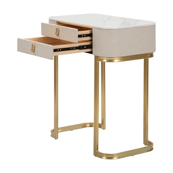 Beżowa/w kolorze złota konsola z blatem w dekorze marmuru 40x70 cm Beauty – Mauro Ferretti-image-3