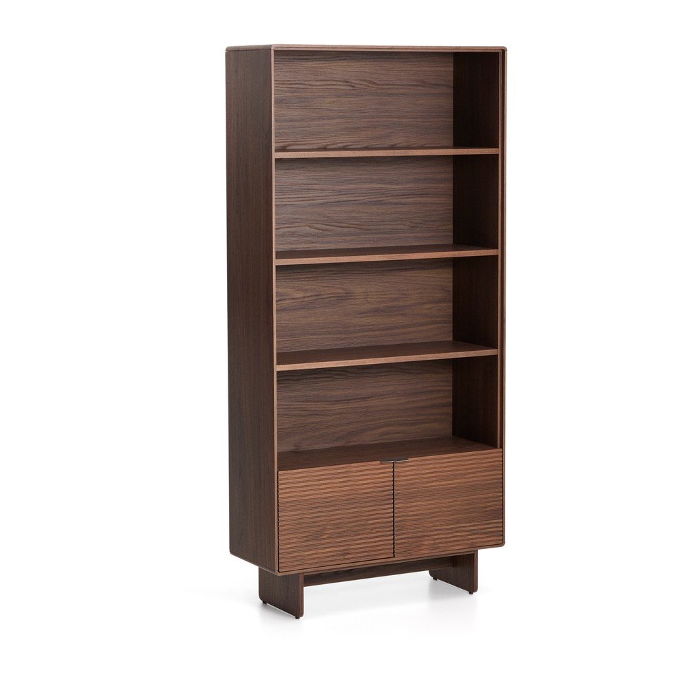 Regał w dekorze orzecha w ciemnym naturalnym kolorze 90x190x35 cm Norlen – Kave Home