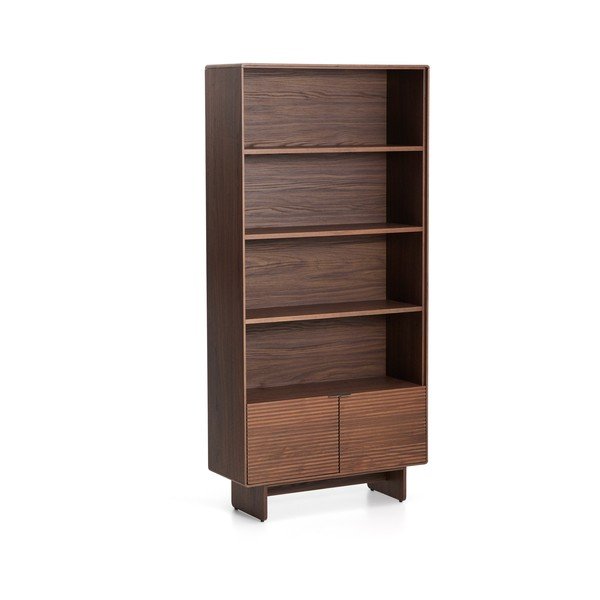 Regał w dekorze orzecha w ciemnym naturalnym kolorze 90x190x35 cm Norlen – Kave Home