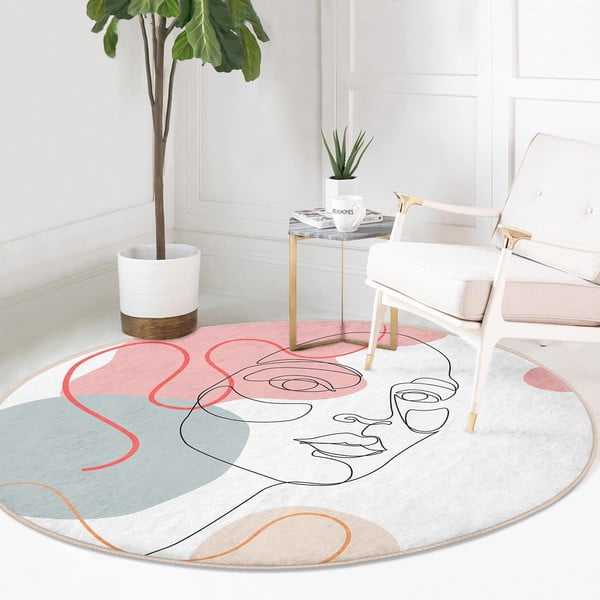 Biały okrągły dywan odpowiedni do prania i robotów sprzątających ø 120 cm Comfort – Mila Home-image-2